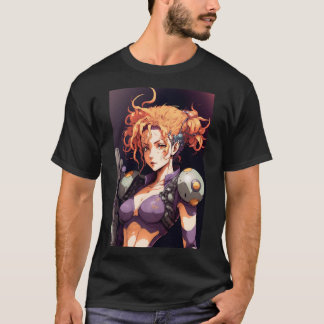 アニメガールセクシー宇宙戦士オレンジヘア Tシャツ