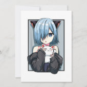 アニメガールネコキャットガールパステルかわいい猫マンガジャ 招待状 (正面)