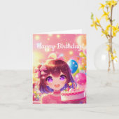 アニメガールハッピーバースデーパーティー カード (黄色い花)