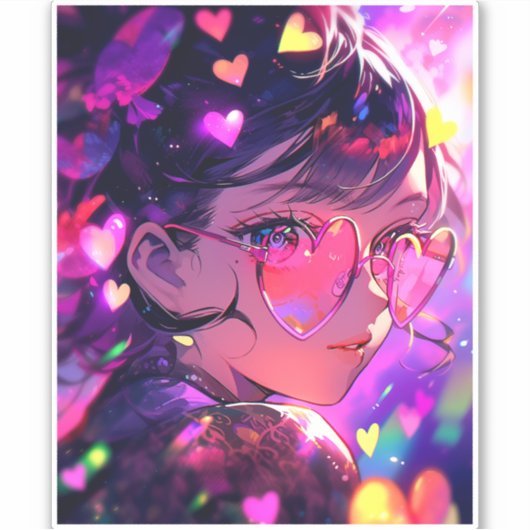 アニメガールハート シール (正面)