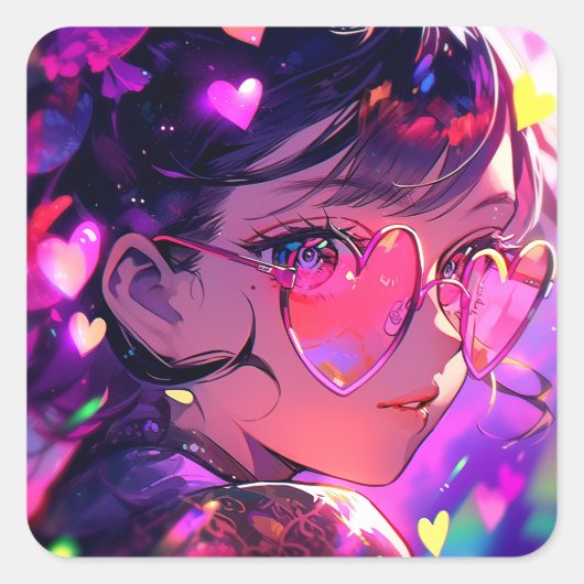 アニメガールハート スクエアシール (正面)