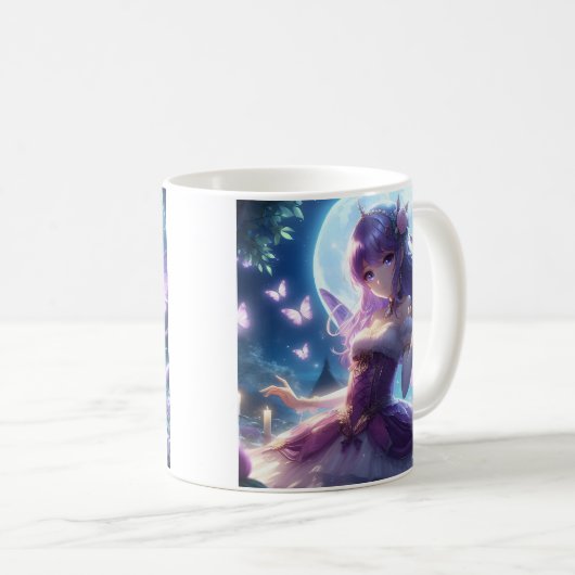 アニメガールバイオレットバタフライウィングムーンフェアリー コーヒーマグカップ (正面右)
