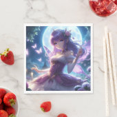 アニメガールバイオレットバタフライウィングムーンフェアリー スタンダードランチョンナプキン (インサイチュ)