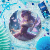 アニメガールバイオレットバタフライウィングムーンフェアリー ペーパープレート (パーティー)