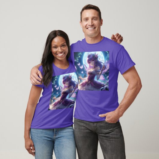 アニメガールバイオレットバタフライウィングムーンフェアリー Tシャツ (ユニセックス)