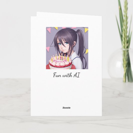 アニメガールパーソナライズされた誕生日 カード (裏面)