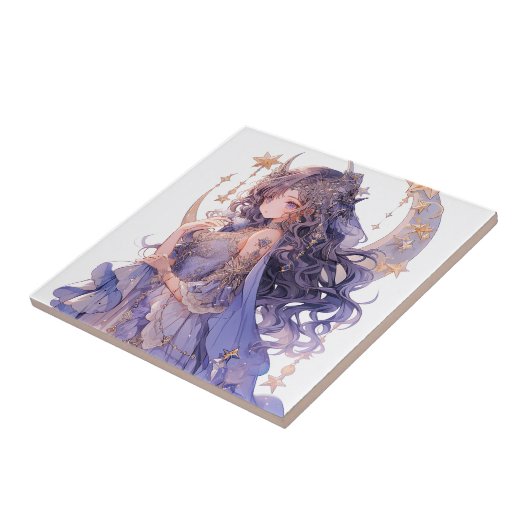 アニメガールパープルムーンプリンセスファンタジーアート タイル (側面)