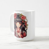 アニメガールピンクの花 コーヒーマグカップ (正面左)