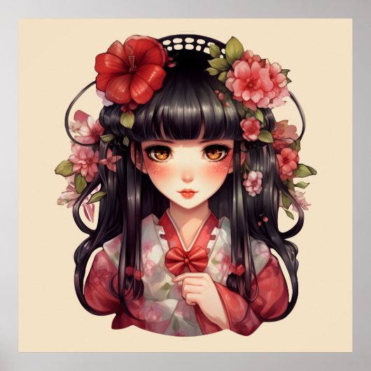 アニメガールピンクの花 ポスター (正面)