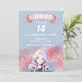 アニメガールピンクグリッター誕生日招待状 招待状 (スタンド正面)