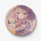 アニメガールピース・オブ・ケーキお洒落誕生日 ペーパープレート (正面)