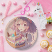 アニメガールピース・オブ・ケーキお洒落誕生日 ペーパープレート (パーティー)