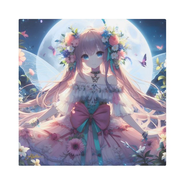 アニメガールフラワームーンフェアリー メタルプリント (正面)