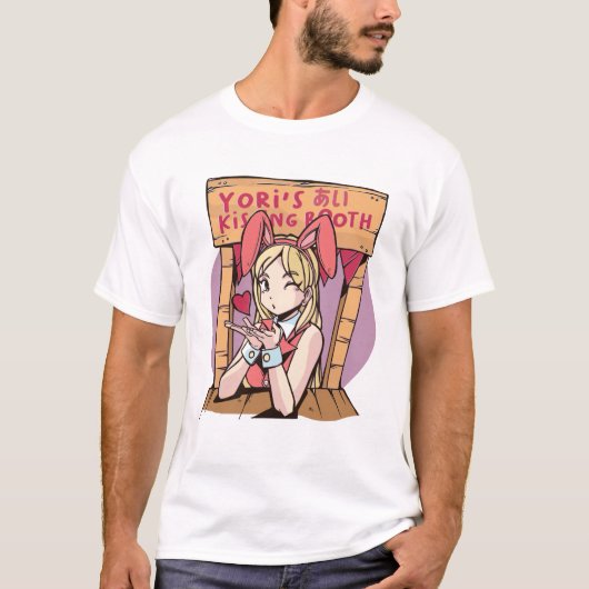 アニメガールブキスをするース Tシャツ (正面)