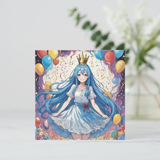 アニメガールブルー誕生日招待状 招待状 (スタンド正面)