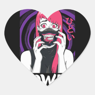 アニメガールヤンデーレホラー顔エイリアンかわいいゴシック ハートシール