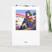 アニメガールレインボーセーターパーソナライズされた誕生日 カード (裏面)