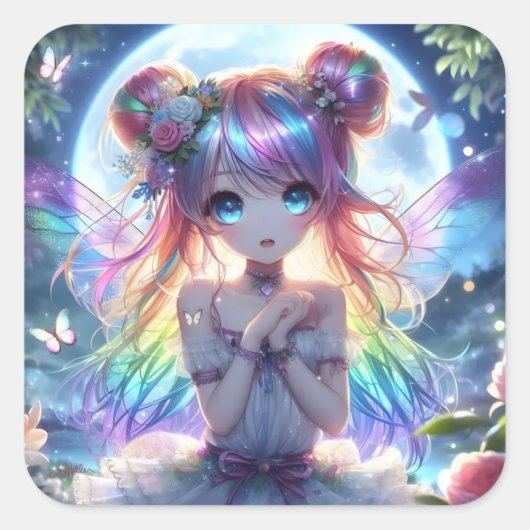 アニメガールレインボーヘアムーンフェアリー スクエアシール (正面)