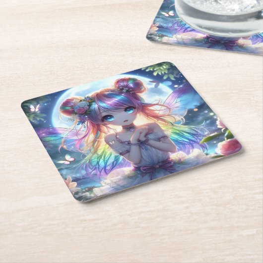 アニメガールレインボーヘアムーンフェアリー スクエアペーパーコースター (アングル)