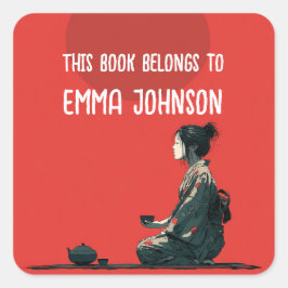 アニメガール名ステッカー | 学校に戻るラベル スクエアシール