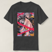 アニメガール和風狼エステティック日本のオタク Tシャツ (デザイン正面)