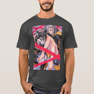 アニメガール和風狼エステティック日本のオタク Tシャツ