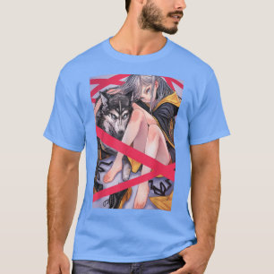 アニメガール和風狼エステティック日本のオタク Tシャツ