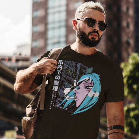 アニメガール喫煙 Tシャツ