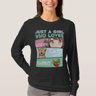 アニメガール猫とラーメン日本の中毒 Tシャツ