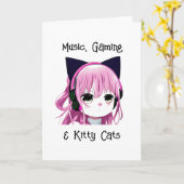 アニメガール猫耳誕生日 カード (黄色い花)