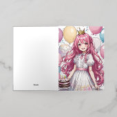 アニメガール誕生日フォイル挨拶カード 箔グリーティングカード (外側レイダウン)