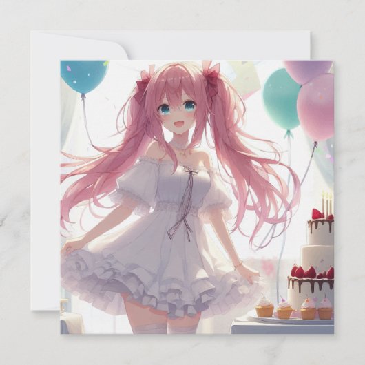 アニメガール誕生日招待状 招待状 (正面)