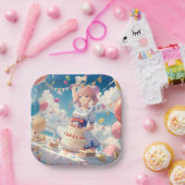 アニメガール誕生日 ペーパープレート (パーティー)