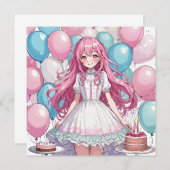 アニメガール誕生日B 招待状 (正面/裏面)