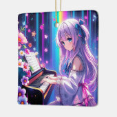 アニメガール遊のピアノクリパーソナライズされたスマス セラミックオーナメント (左)