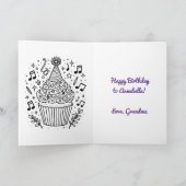 アニメガール遊ズピアノパーソナライズされた誕生日 カード (内部)