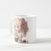 アニメガール食べラーメンパーソナライズされた麺 コーヒーマグカップ (正面左)