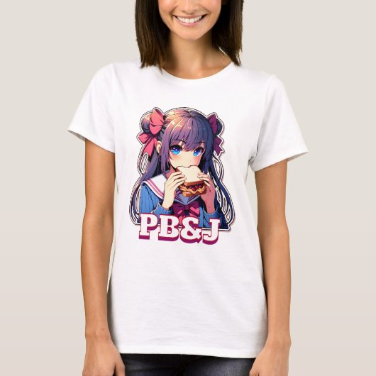 アニメガール食べ物ズPB&Jサンドイッチ Tシャツ (正面)