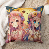 アニメガールHippie Moon Girls 与え's Peace Sign クッション (ブランケット)