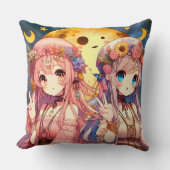 アニメガールHippie Moon Girls 与え's Peace Sign クッション (正面)