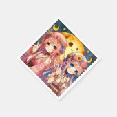 アニメガールHippie Moon Girls 与え's Peace Sign スタンダードカクテルナプキン (角)