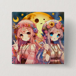 アニメガールHippie Moon Girls 与え's Peace Sign 缶バッジ