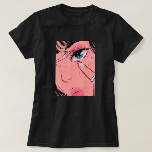 アニメガールVAPORWAVE EGIRL美学日本のオタク Tシャツ (デザイン正面)