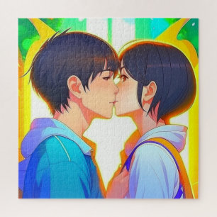 アニメキス 恋の男の子と女の子 ジグソーパズル