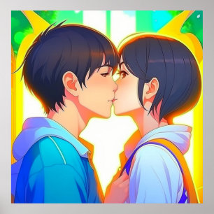 アニメキス 恋の男の子と女の子 ポスター