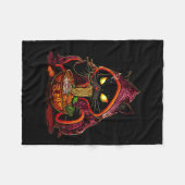 アニメキッズ猫ラーメン日本のキッズかわいい猫フレーム フリースブランケット (正面(横))