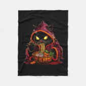 アニメキッズ猫ラーメン日本のキッズかわいい猫フレーム フリースブランケット (正面)