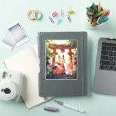 アニメキツネかわいいキツネファンタジーアート シール (iPadカバー)