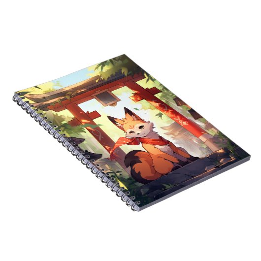 アニメキツネかわいいキツネファンタジーアート ノートブック (右側)