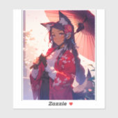 アニメキツネガールかわいいキツネファンタジーアート シール (シート)